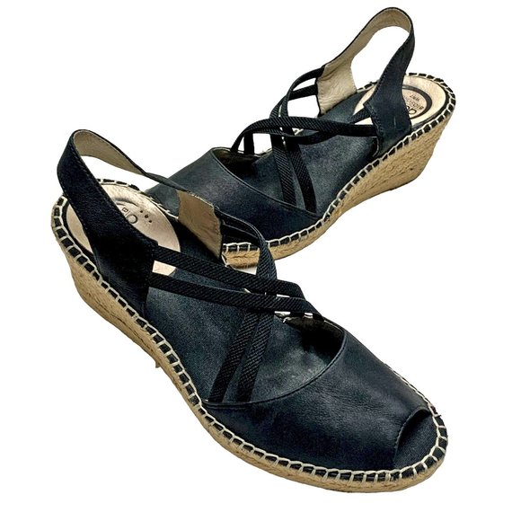 ABEO B.I.O. System Delano Neutral Black Leather Wedge Sandals Size 7 Narrow - Picture 10 of 11